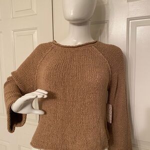 Free People Endless Stories Toasted Almond Cut-out  Sweater NWT sz.S